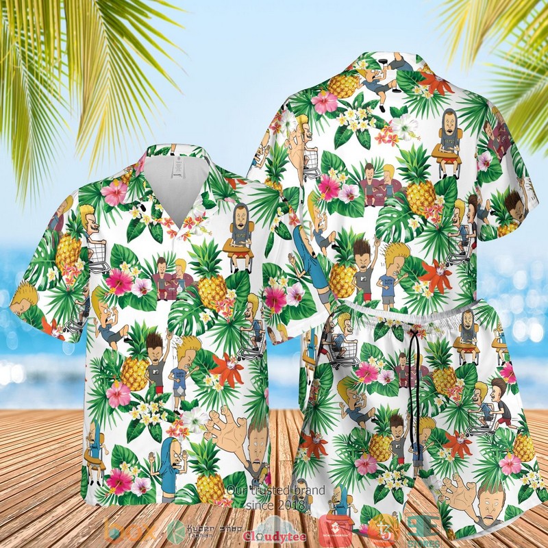 Beavis and Butt-Head Aloha Pineapple Black Hawaian Summer Outfit