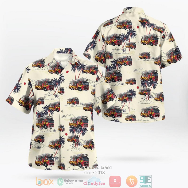 Bedfordshire Fire And Rescue Service Bronto Skylift Hawaiian Shirt