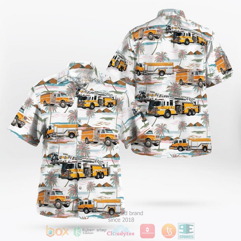 Bedfordshire Fire And Rescue Service Bronto Skylift Hawaiian Shirt