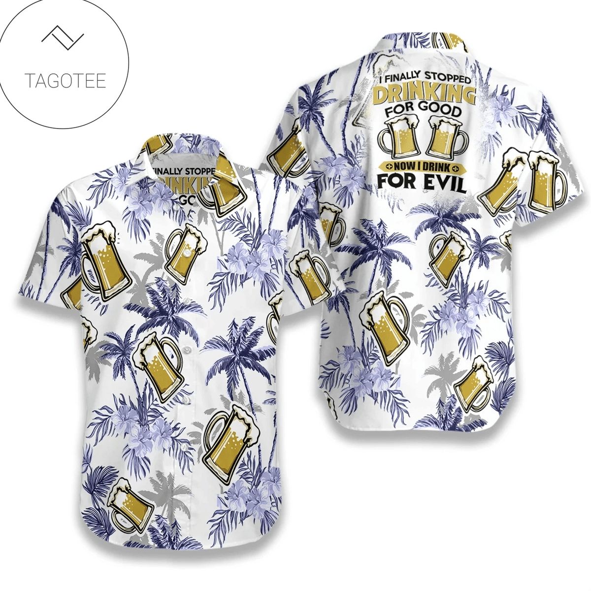 Beer Cocktail Pattern Tropical Hawaiian Aloha Shirts