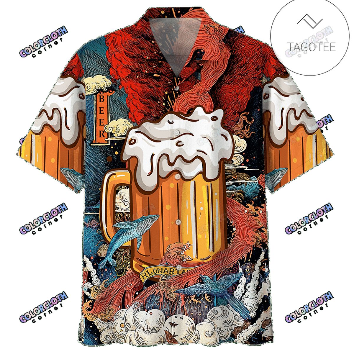 Beer Hawaii Shirt Busch Light Apple Logo Hibiscus Flower Pattern Blue Red Hawaiian Aloha Shirt