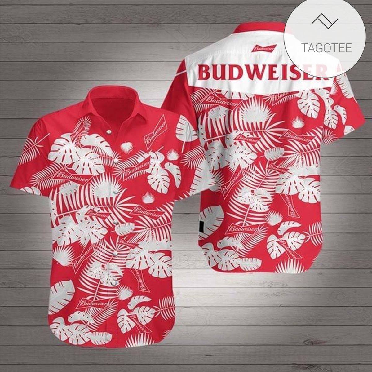 Beer Hawaii Shirt Budweiser Logo Tropical Palm Leave Green Hawaiian Aloha Shirt