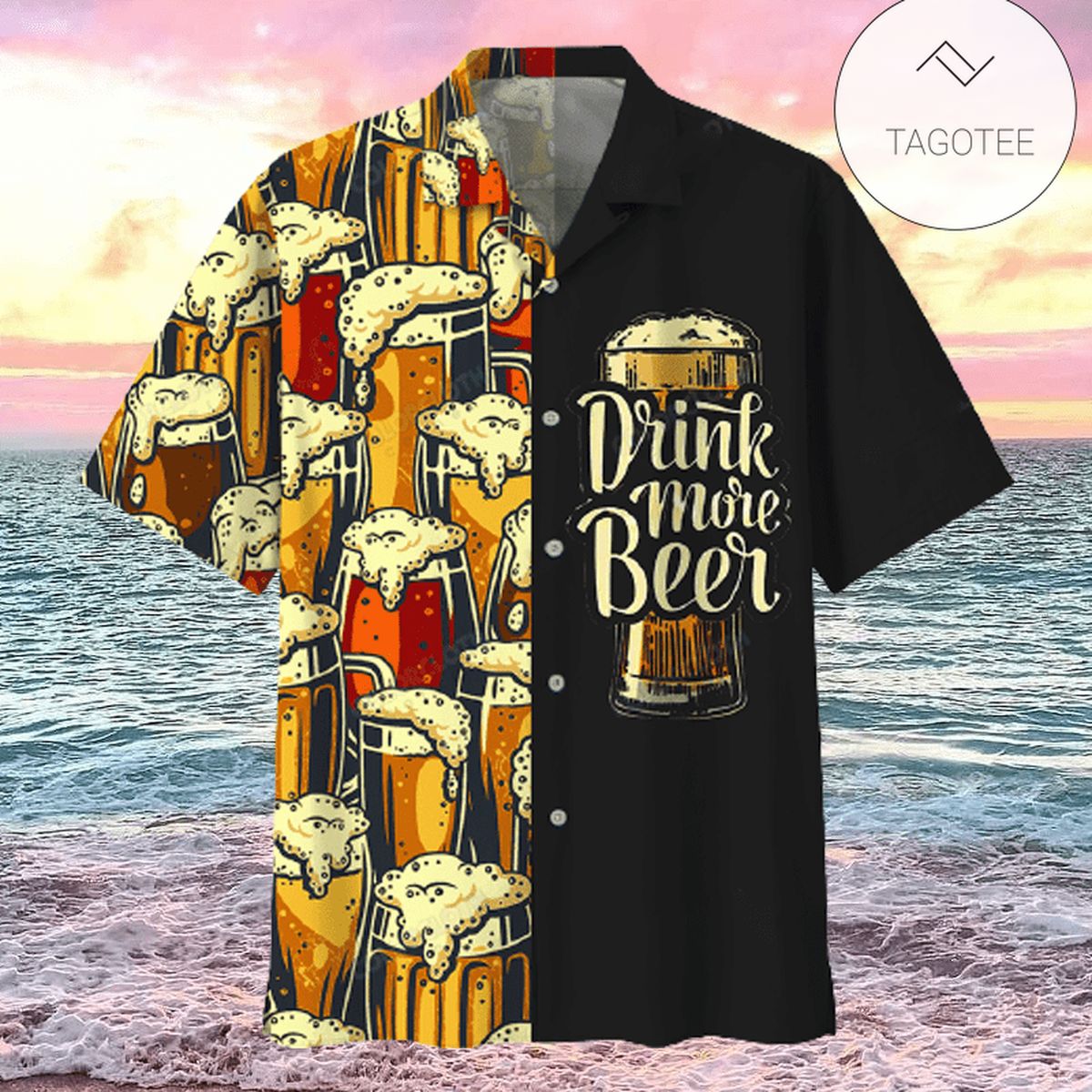 Beer Hawaiian Shirt American Flag Beer Cups Merica Freedom And Beer That’s Why I’m Here Black Hawaii Aloha Shirt