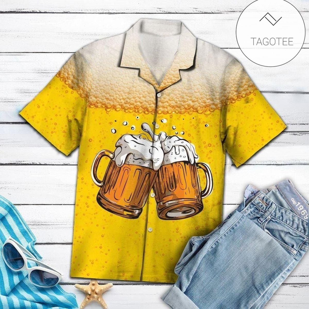 Beer Hawaiian Shirt Beer Cans Wish You Were Beer Ocean Multicolor Hawaii Aloha Shirt