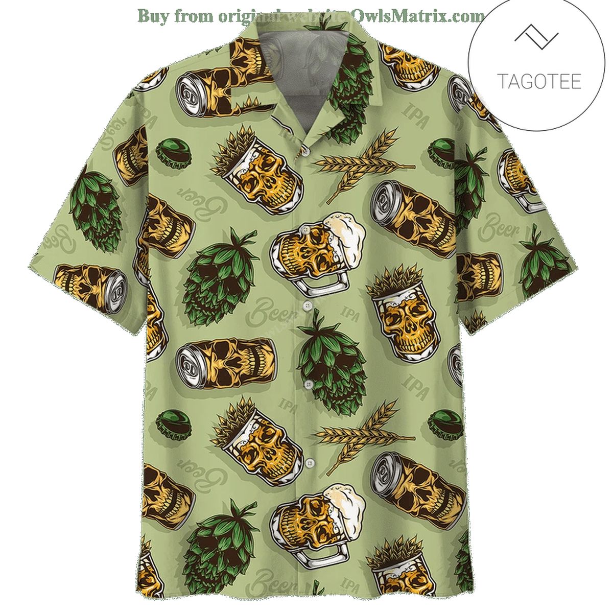 Beer Hawaiian Shirt Beer Words Vintage Yellow Green Aloha Shirt