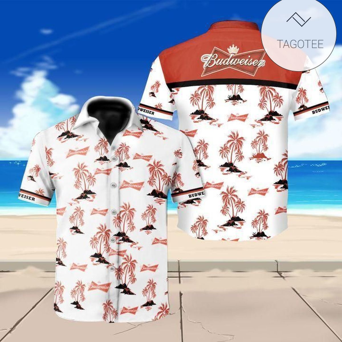 Beer Hawaiian Shirt Busch Light Hibiscus Flower Pattern Blue White Hawaii Aloha Shirt