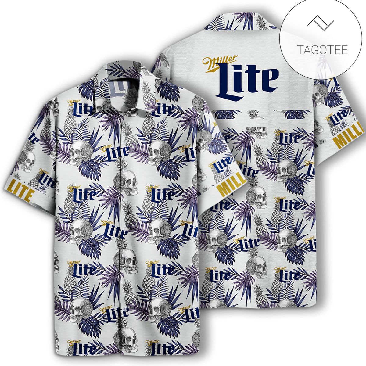 Beer Hawaiian Shirt Miller Lite It’s Time Skull Yellow Blue Hawaiian Aloha Shirt