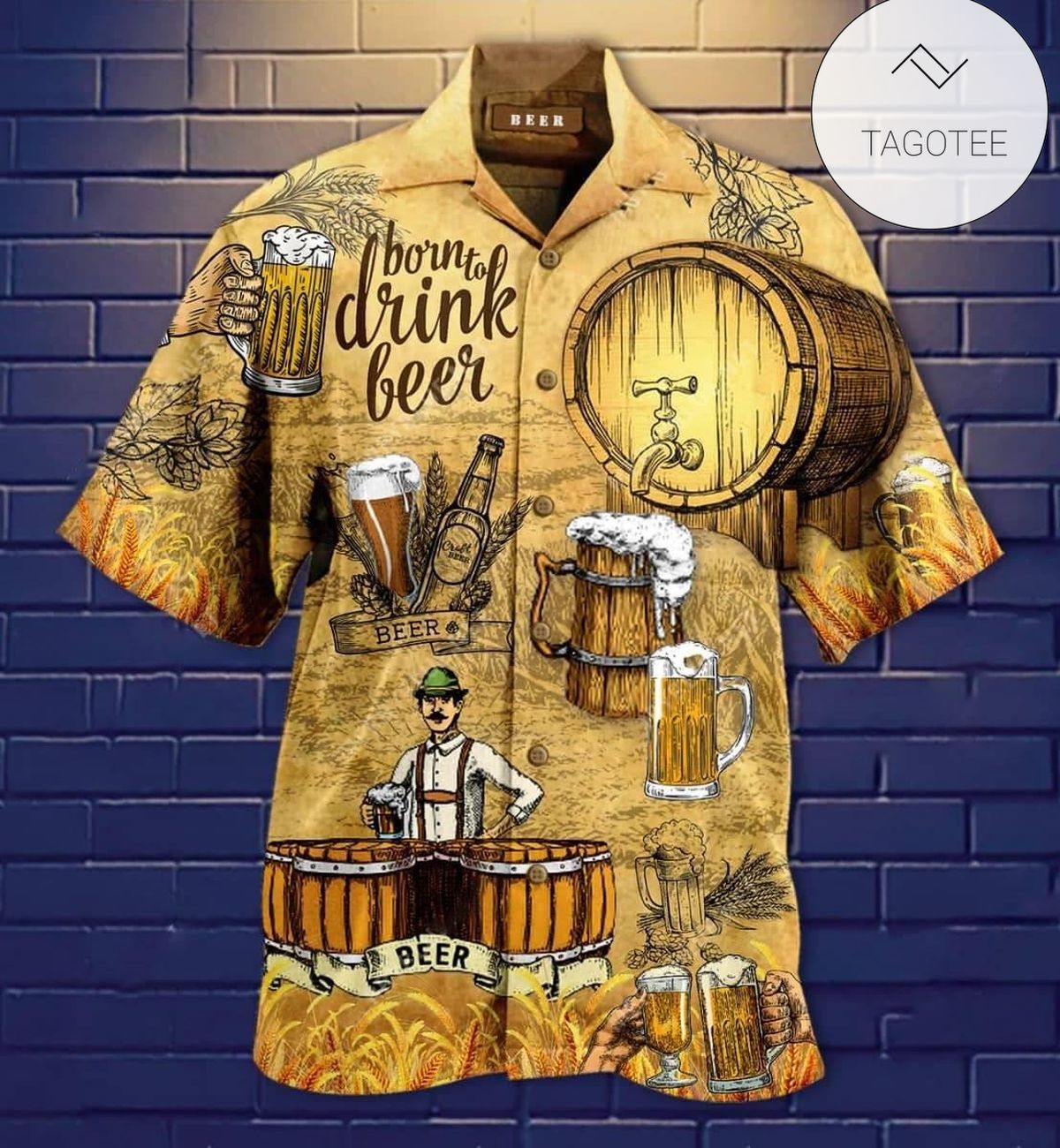 Beer Japanese Illustration Hawaiian Shirt