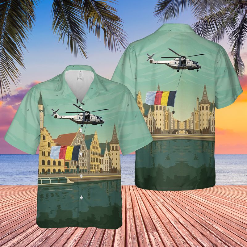 Belgium Belgian Navy Belgian Minehunter Bellis M916 Tripartite-class Minehunter Hawaiian Shirt