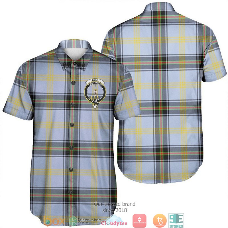 Bell of the Borders Tartan Crest Personalized Short Sleeve Hawaiian Shirt