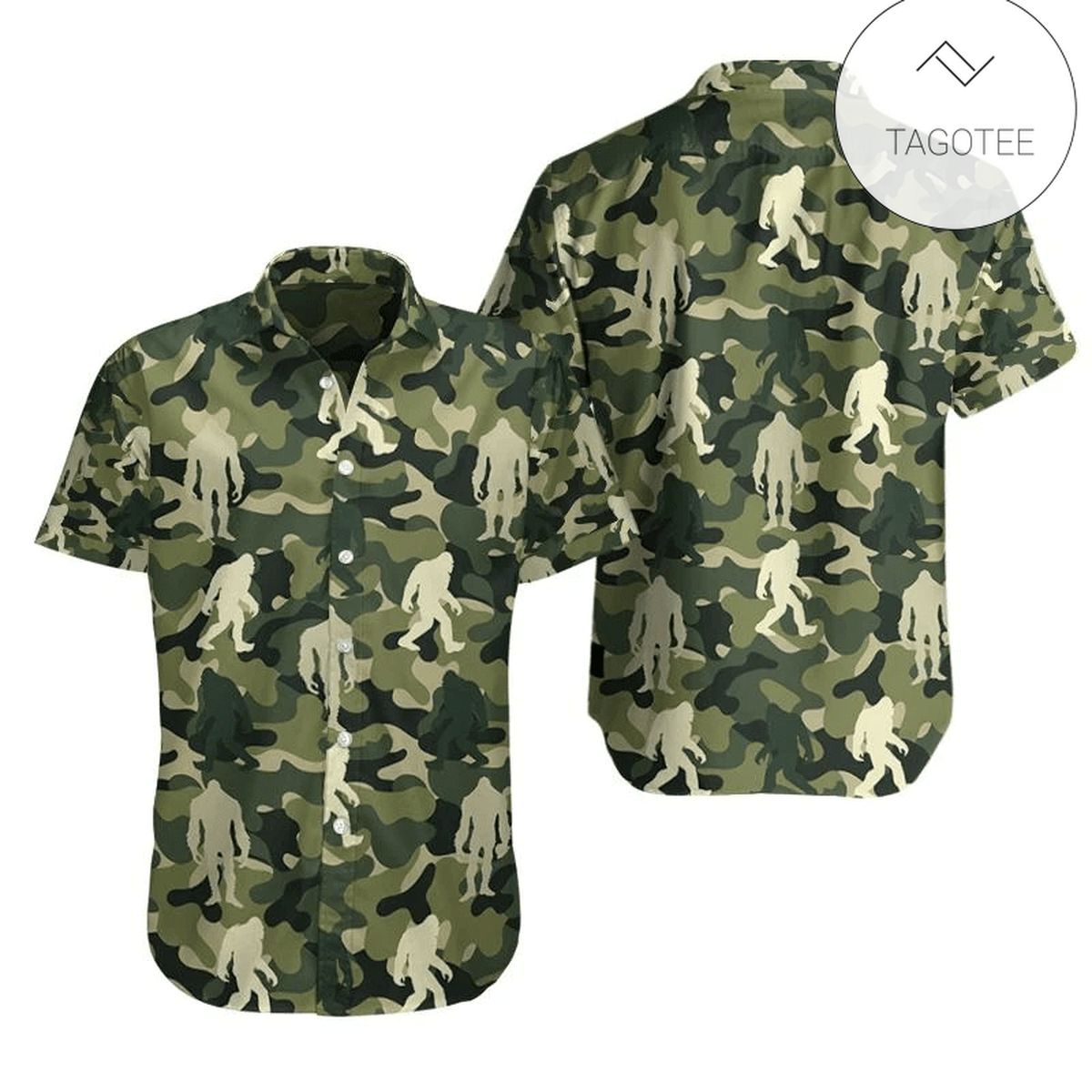 Bigfoot All Over Print Summer Short Sleeve Hawaiian Beach Shirt