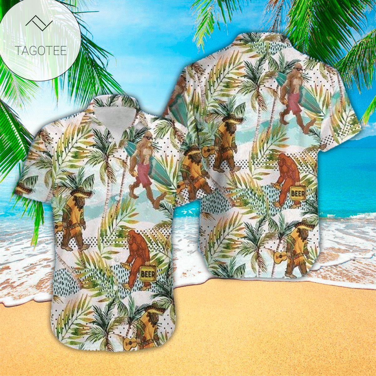 Bigfoot Aloha Shirt Bigfoot Sunny Volcano Hawaiian Shirt Unisex Adult Full Print