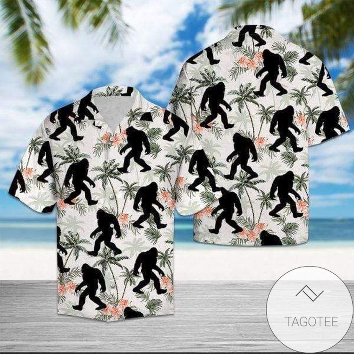 Bigfoot Dabbing Colorful Neon Unique Hawaiian Aloha Shirts