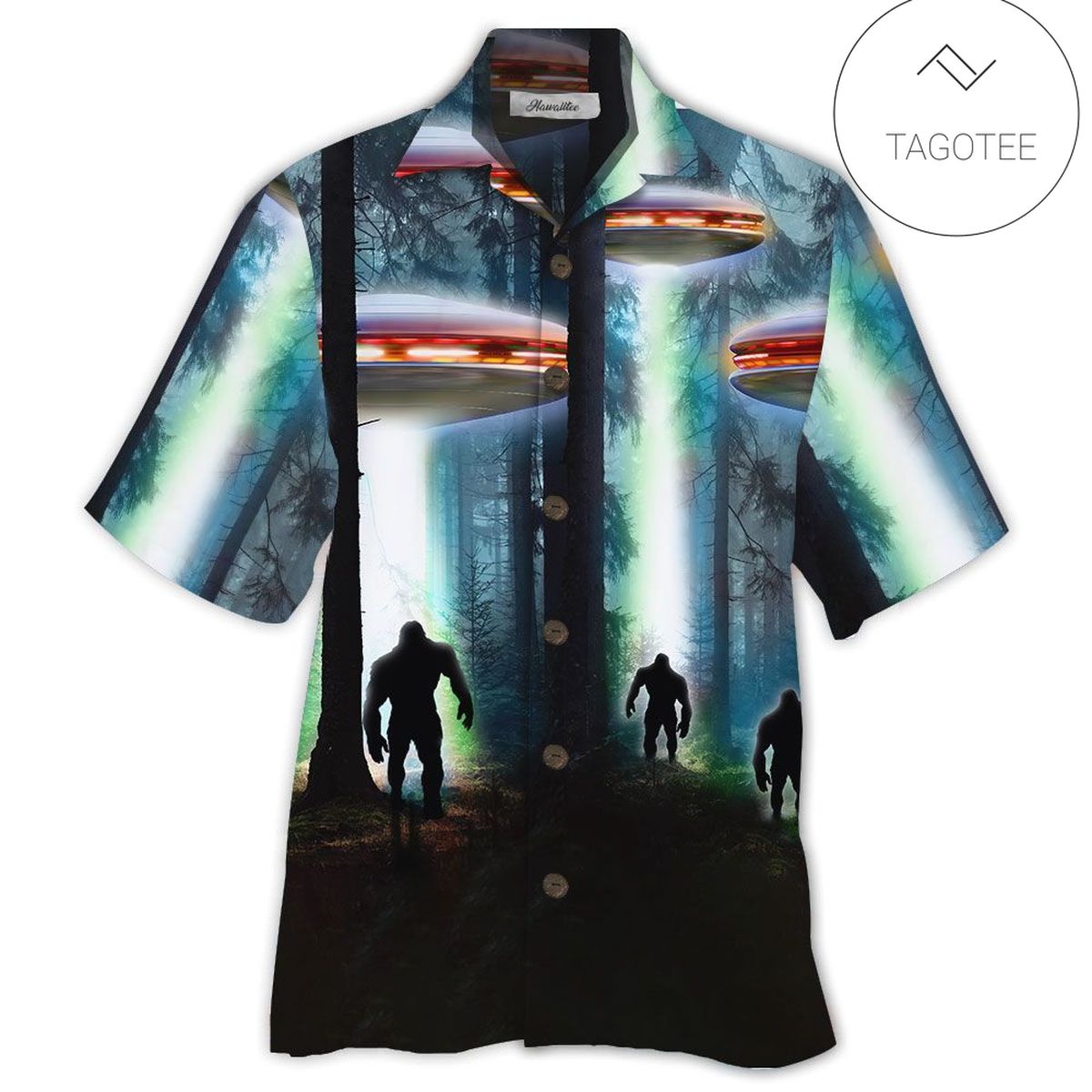 Bigfoot Hawaii Shirt Bigfoot In The Sunset Hawaiian Shirt Black Adult Full Print Aloha Shirt