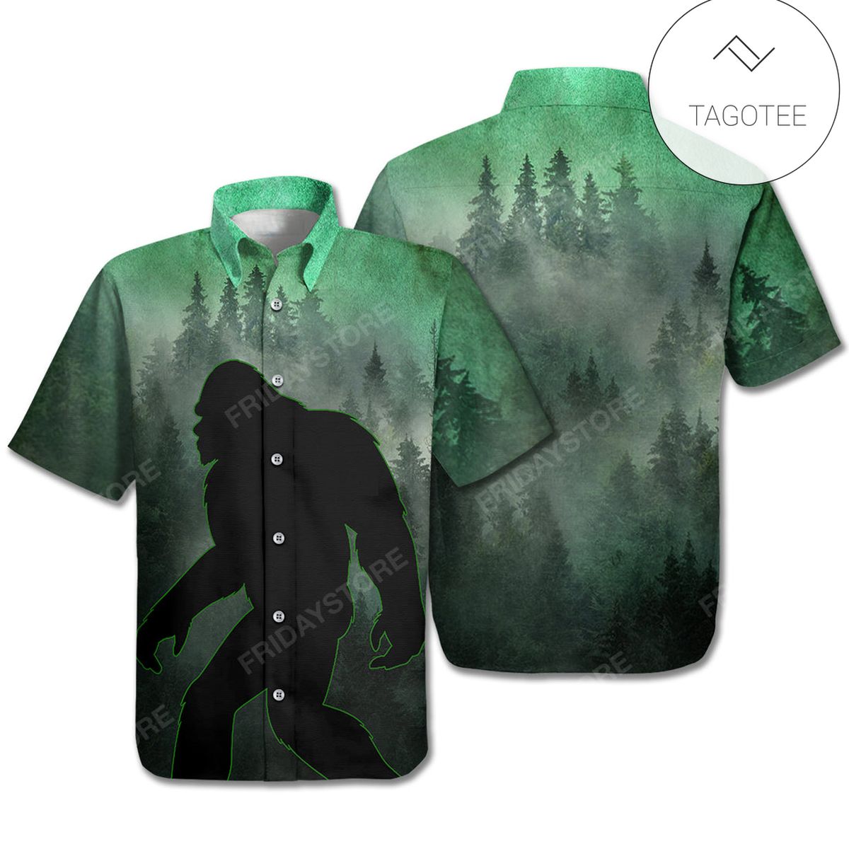 Bigfoot Hawaii Shirt Foot Print Bigfoot Green Blue Hawaiian Shirt