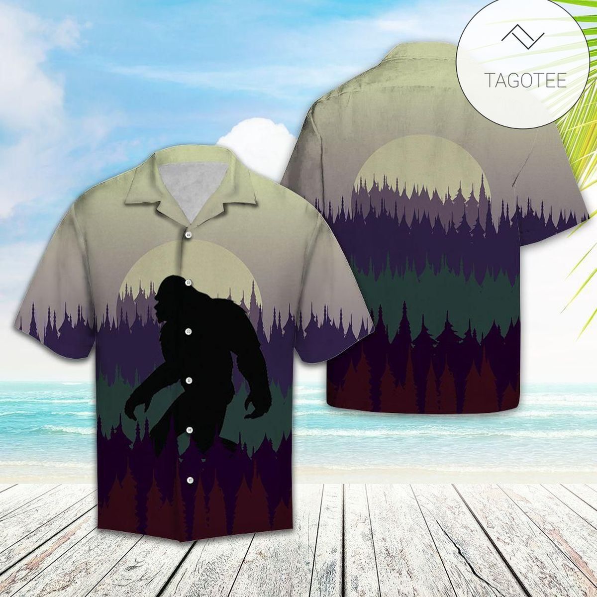 Bigfoot Hawaii Shirt Walking Bigfoot In The Forest Green 3d Hawaiian Shirt