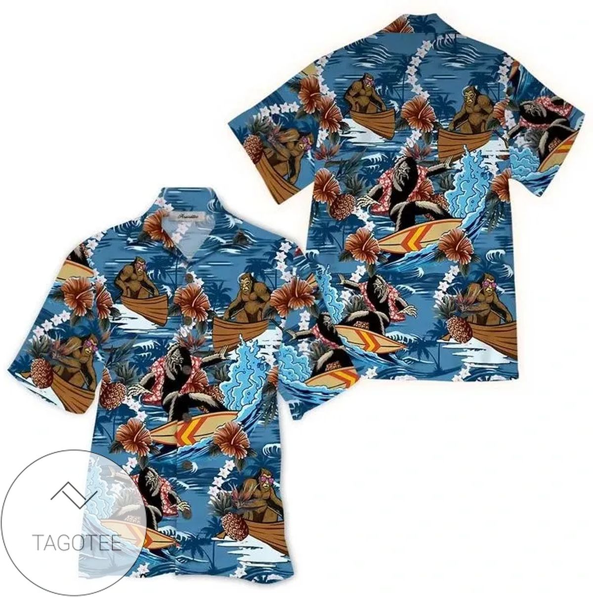 Bigfoot Hawaii Shirt Walking Bigfoot In The Forest Green 3d Hawaiian Shirt