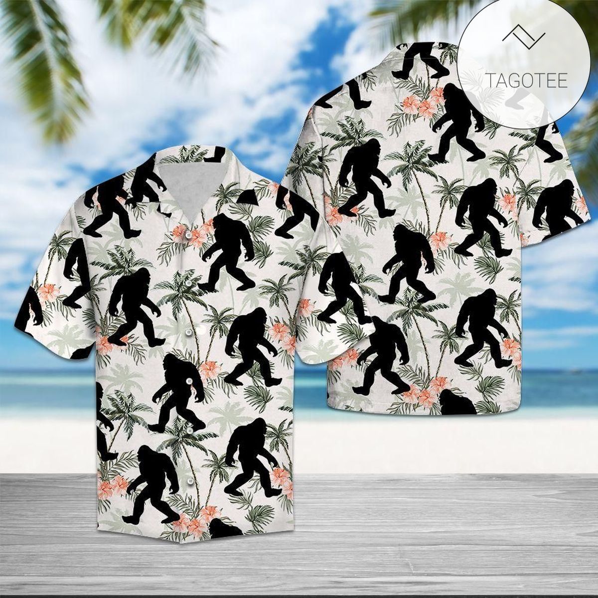 Bigfoot Hawaiian Shirt Bigfoot Button Up Shirt & Beach Short