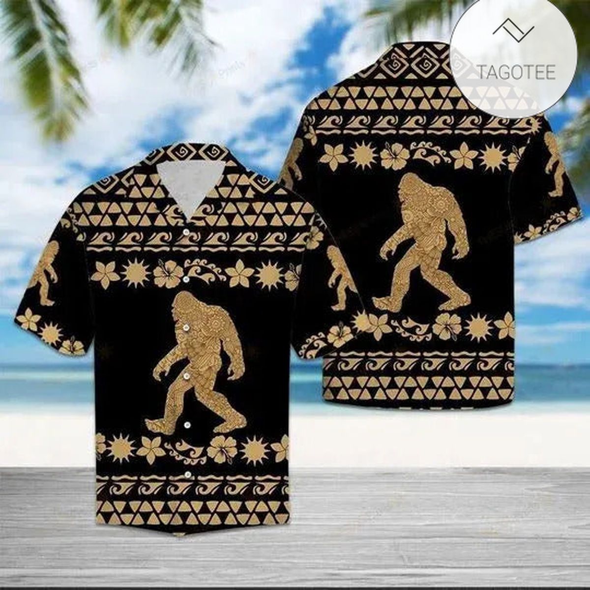 Bigfoot Hawaiian Shirt Bigfoot Summer Vacation Palm Tree Hawaii Aloha Shirt