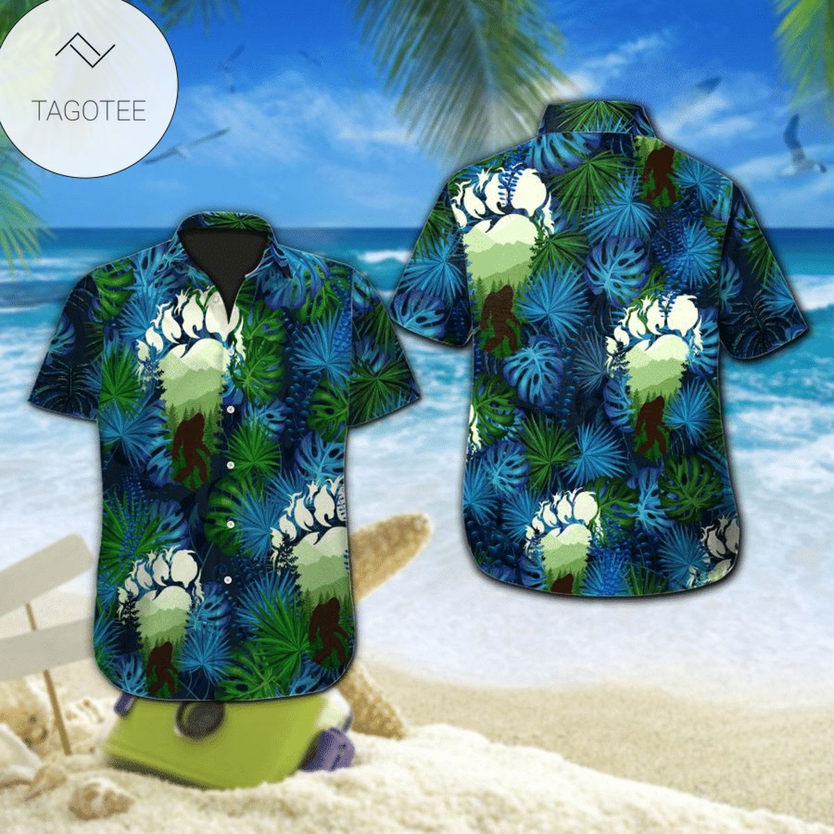 Bigfoot Hawaiian Shirt Hibiscus Tropical Forest Hawaii Shirt