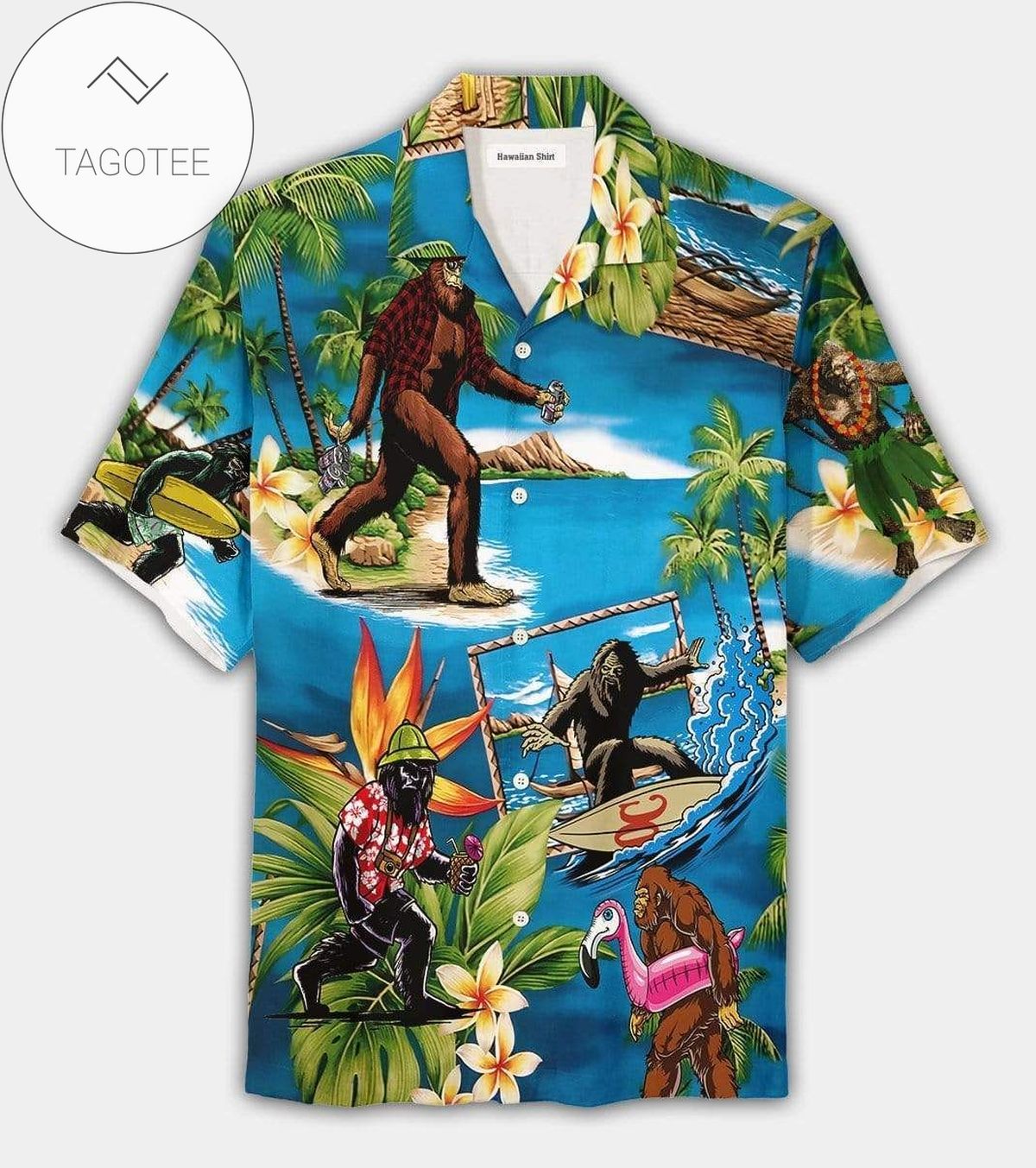 Bigfoot Love Surfing Summer Vibe Tropical 2022 Authentic Hawaiian Shirts 2908v