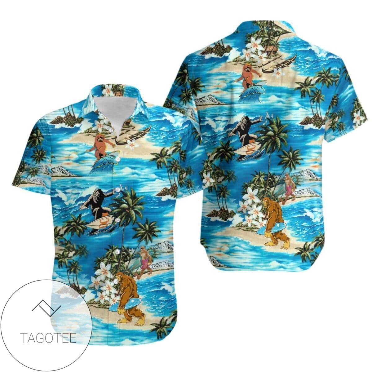 Bigfoot Surfing Retro Vintage 2022 Authentic Hawaiian Shirts