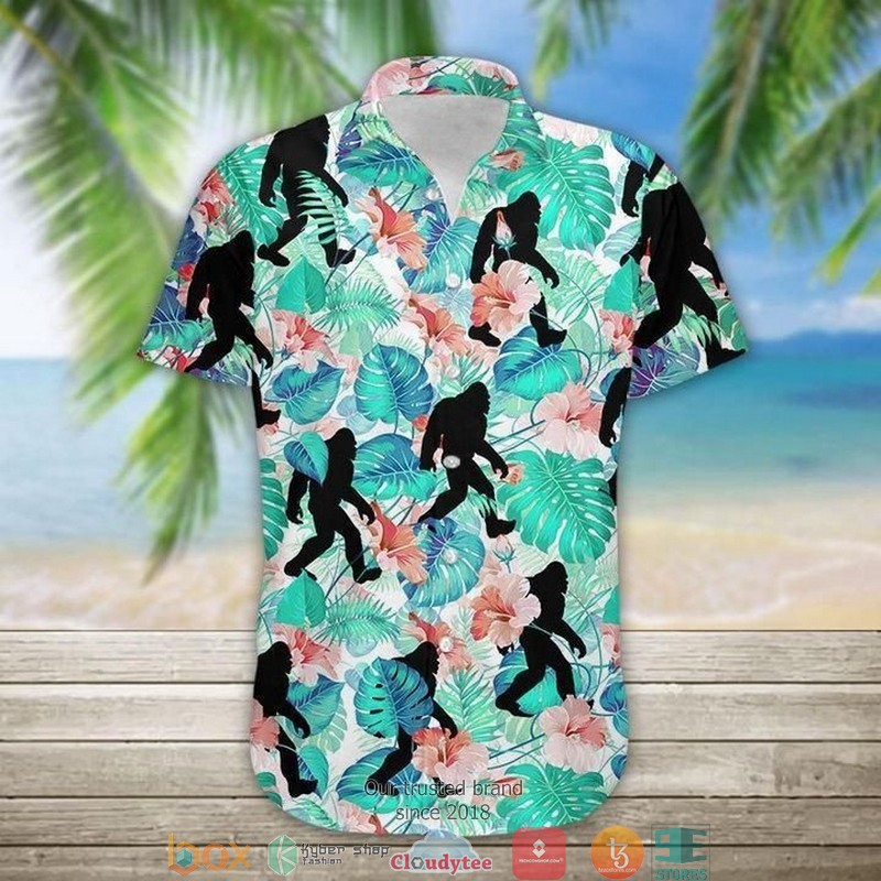 Bigfoot Proud Firefighter Summer Vibe Tropical Short Sleeve Hawaiian shirt