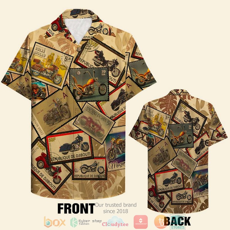 Biker Duck Duck & Classic Motorcycles Pattern Hawaiian Shirt