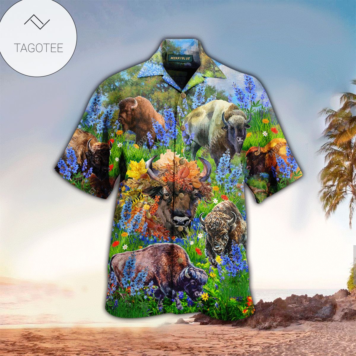 Bison In Wild Battle Unisex Hawaiian Shirt