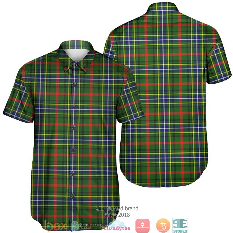 Bisset Tartan Crest Personalized Short Sleeve Hawaiian Shirt