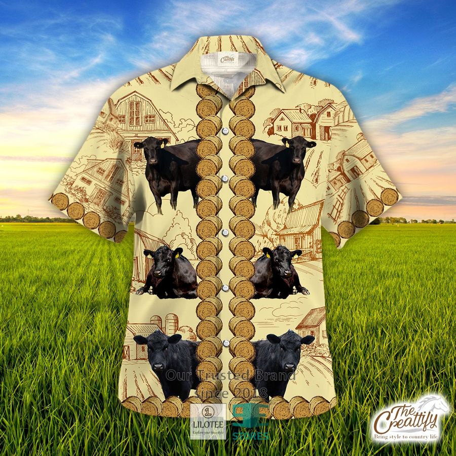 Black Angus Plaid Hibiscus Hawaiian Shirt