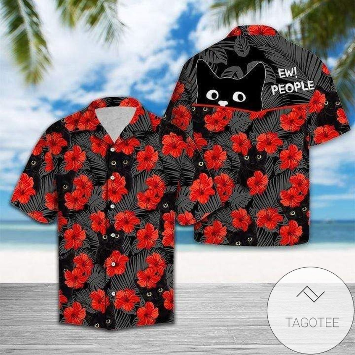 Black Cat Dream And Tulip Garden Authentic Hawaiian Shirt 2022s 220221l