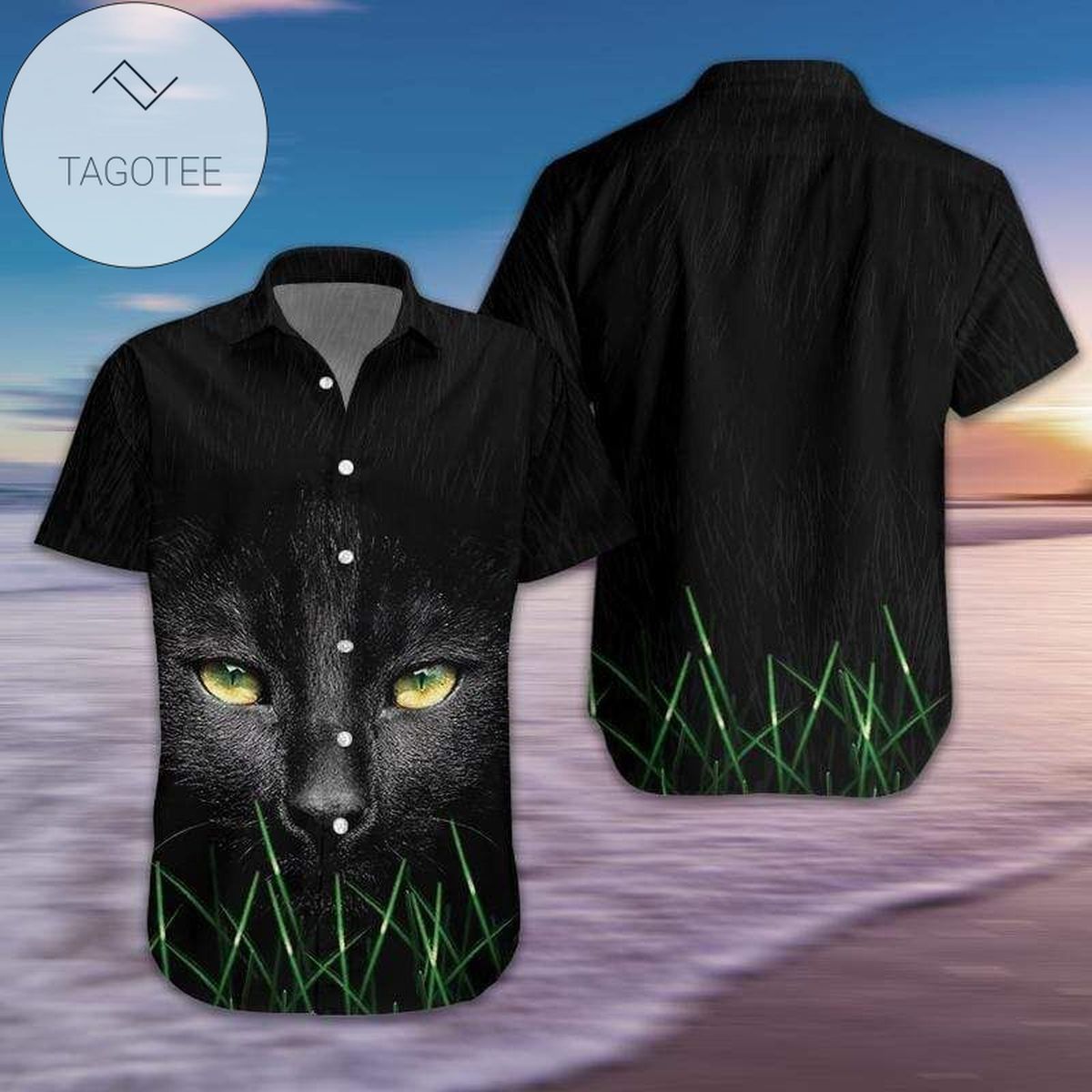 Black Cat Camo Hawaiian Aloha Shirts Hl