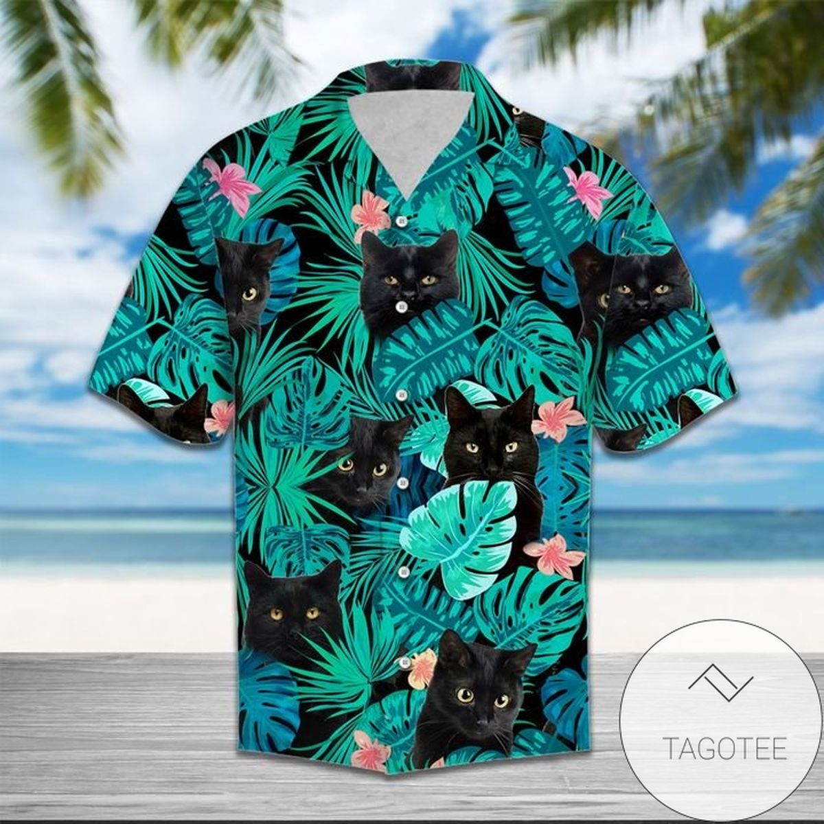 Black Cats Are Flying Halloween Hawaiian Shirt