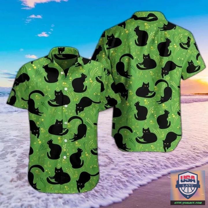 Black Cat Summer Paradise Hawaiian Shirt