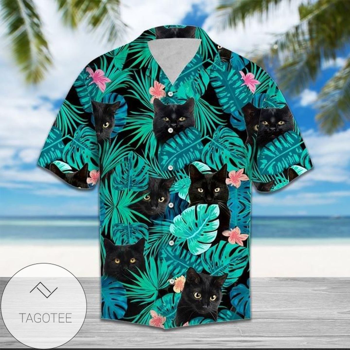 Black Cats Are Flying Halloween Hawaiian Shirt