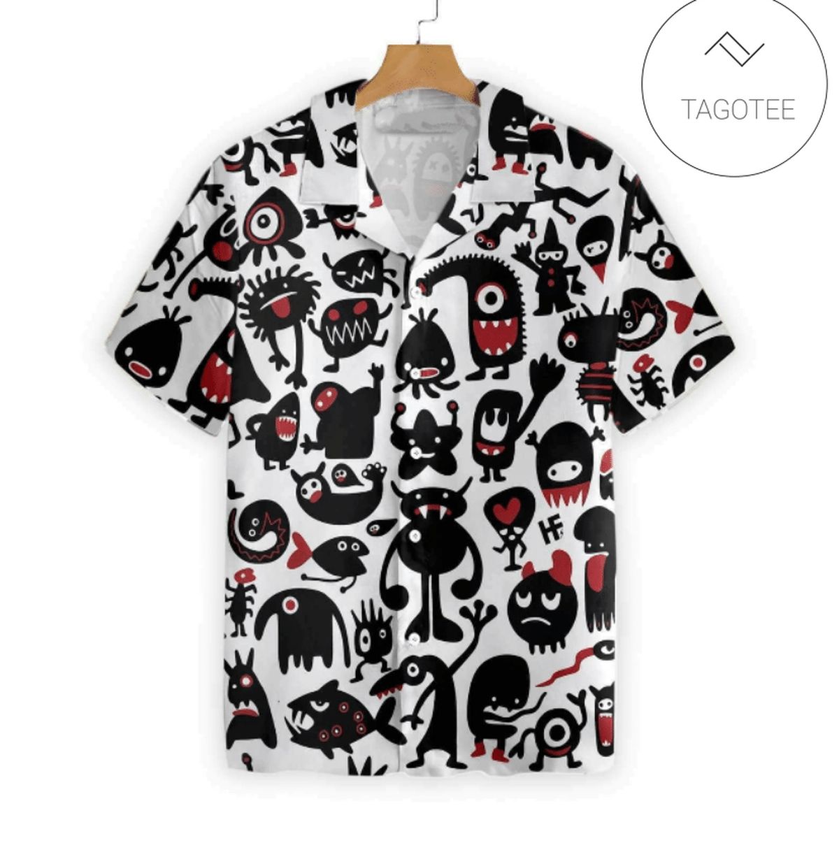 Black Monster For Halloween White Unisex Hawaiian Shirts