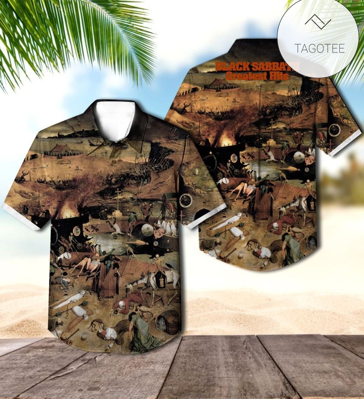 Black Sabbath Hawaiian Graphic Print Short Sleeve Hawaiian Casual Shirt