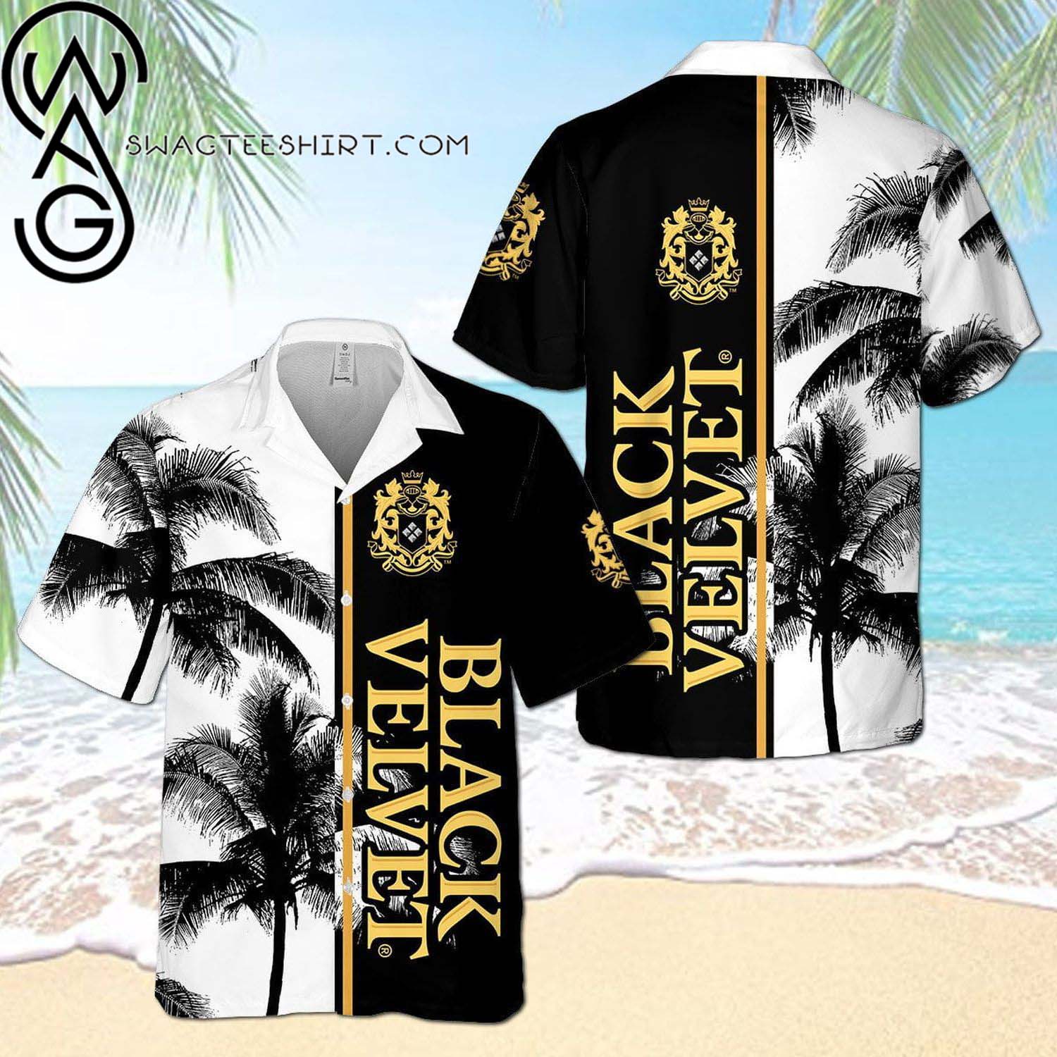 Black Velvet Palm Summer Outfits Hawaiian Shirt