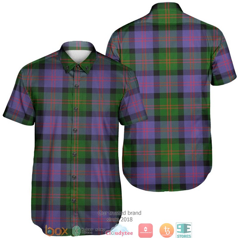 Blair Modern Tartan Crest Personalized Short Sleeve Hawaiian Shirt