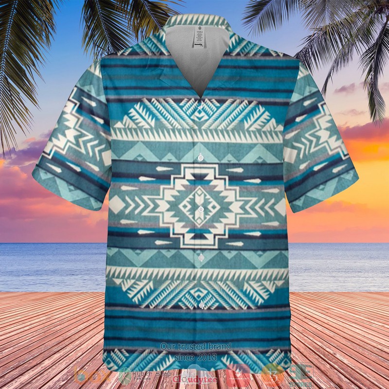 Blue Pink Pattern Native Hawaiian Shirt