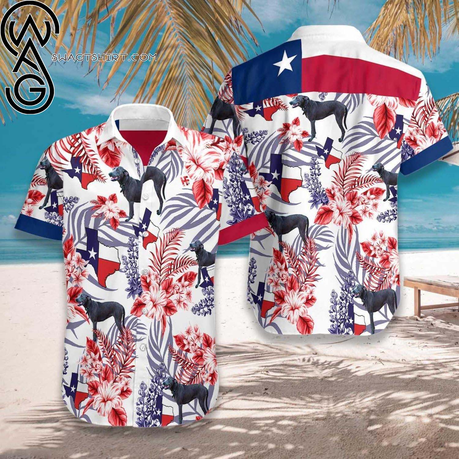 Blue Moon Palm Tree All Over Print Summer Vacation Hawaiian Shirt