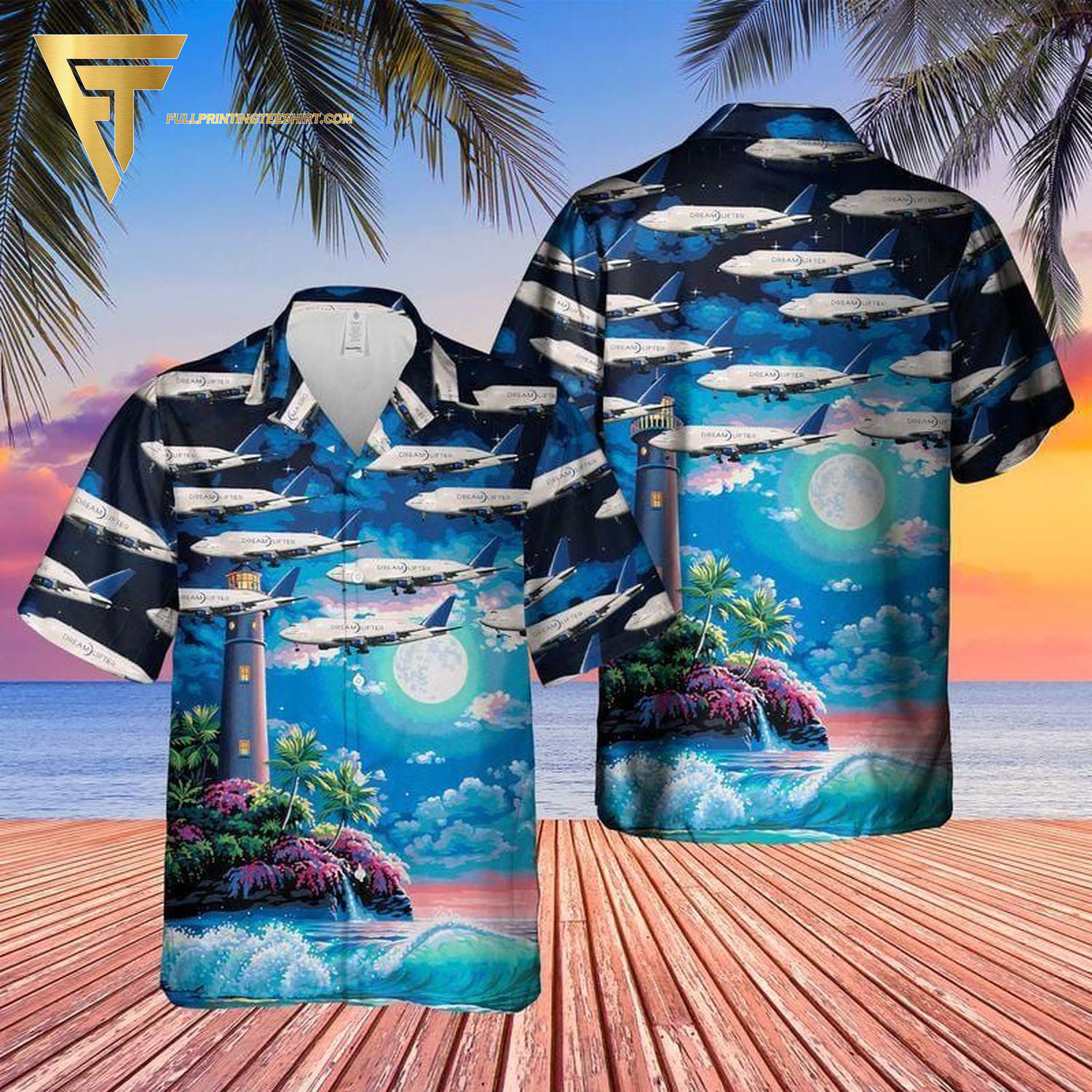 Dolphin vintage all over print hawaiian shirts and beach shorts