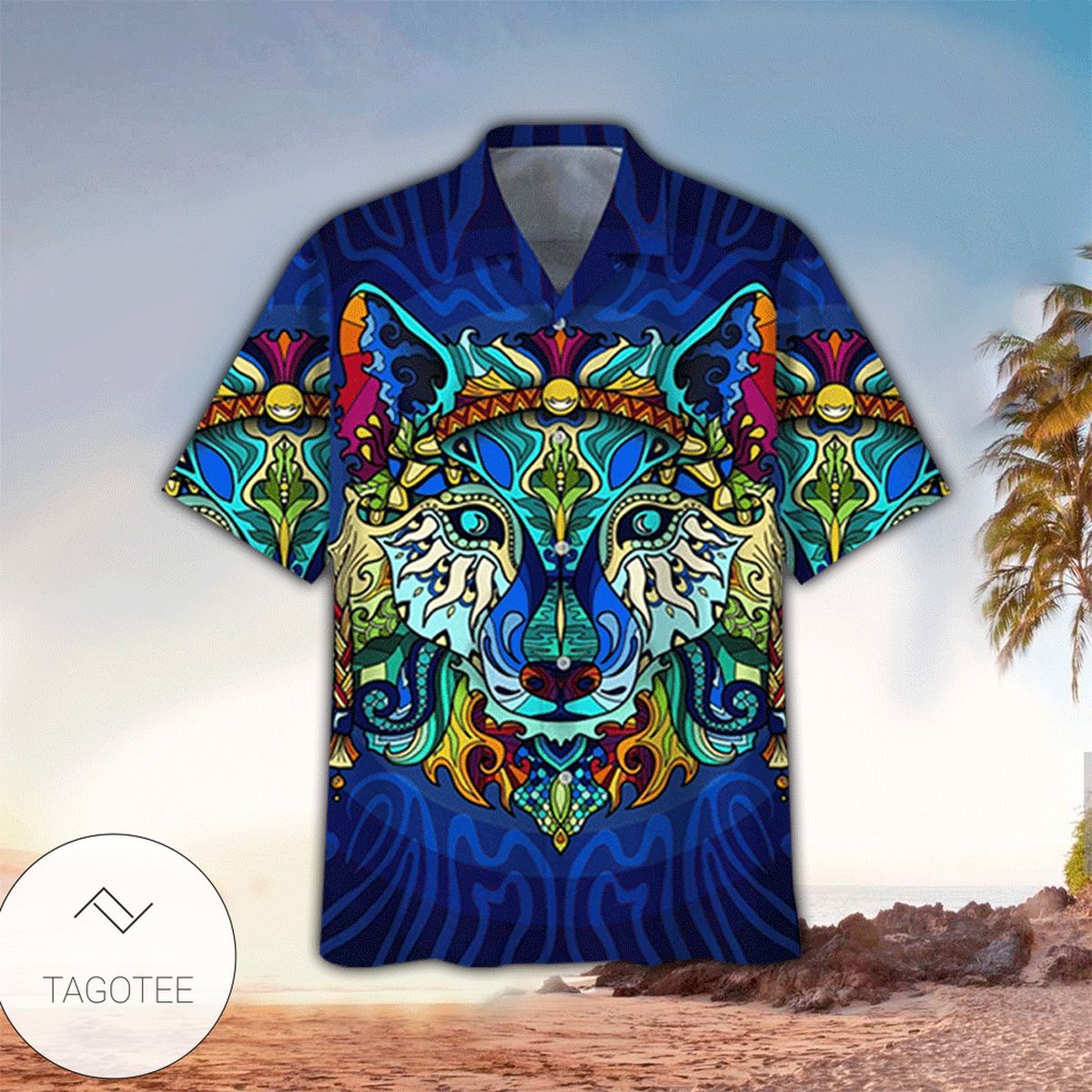 Bold Geometric Parrot Palm Hawaiian Shirt