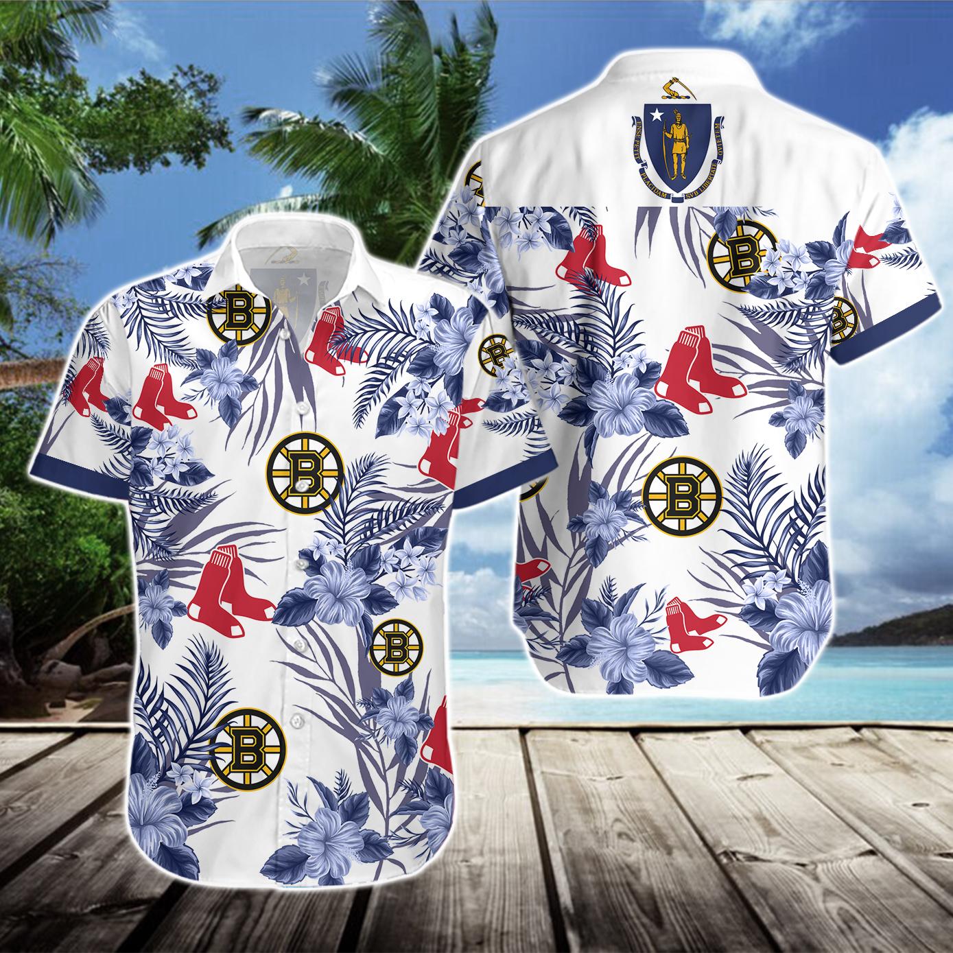 Boston Bruins Boston Red Sox Hawaiian Shirt