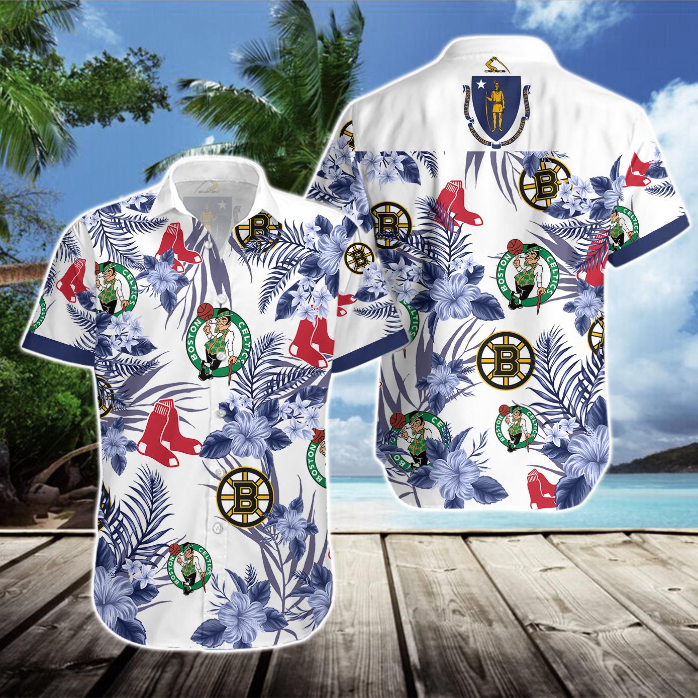 Boston Bruins Boston Red Sox Hawaiian Shirt