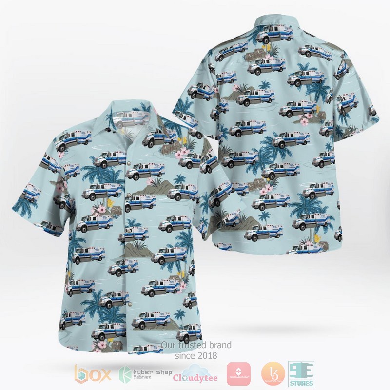 Boston Fire Department Ladder Truck Hawaiian Shirt