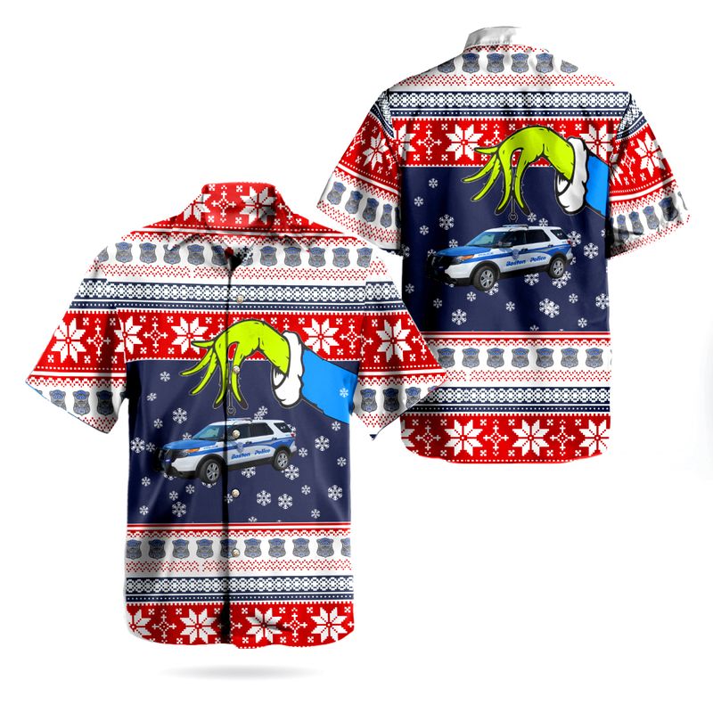 Boston Fire Department Tower Ladder Ugly Christmas Hawaiian Shirt