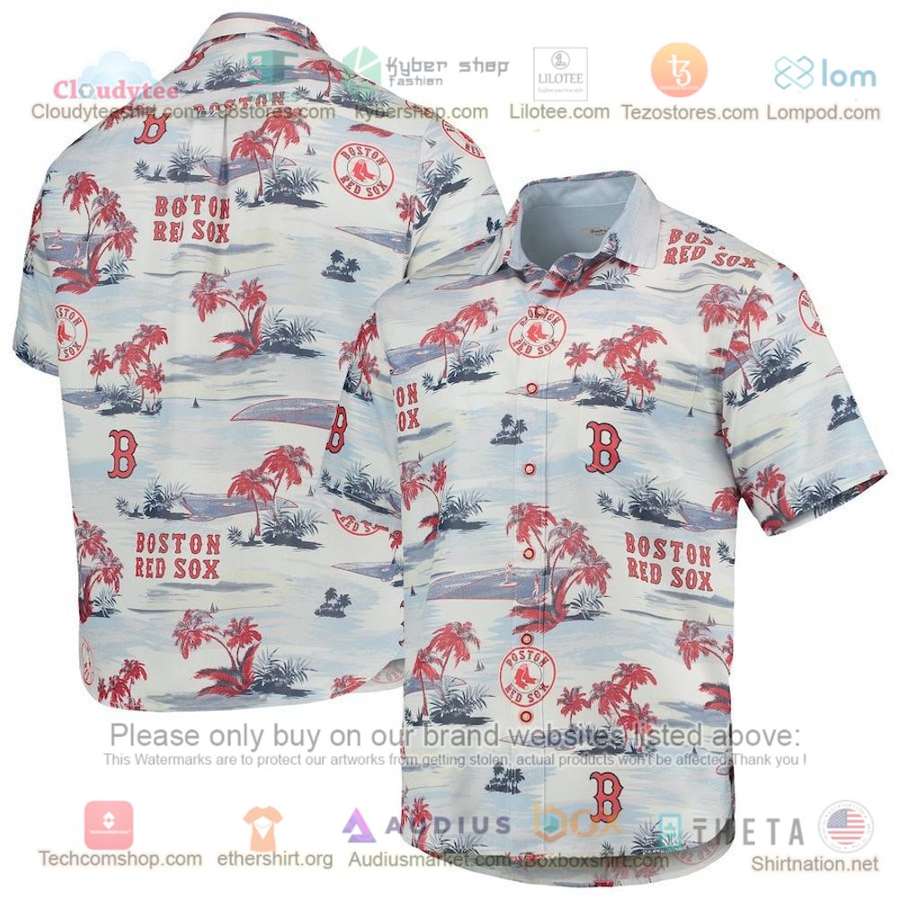 Boston Red Sox FOCO Women’s Floral Button Up Shirt Navy Hawaiian Shirt