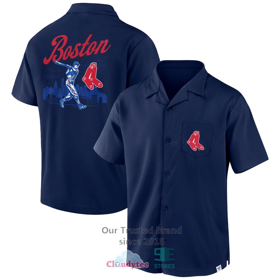 Boston Red Sox Fanatics Branded Proven Winner Camp Navy Hawaiian Shirt